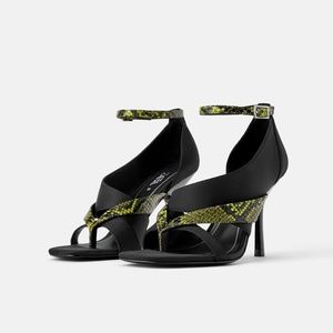 NWT Zara Size 6.5 Animal Print Ankle Strap Sandals